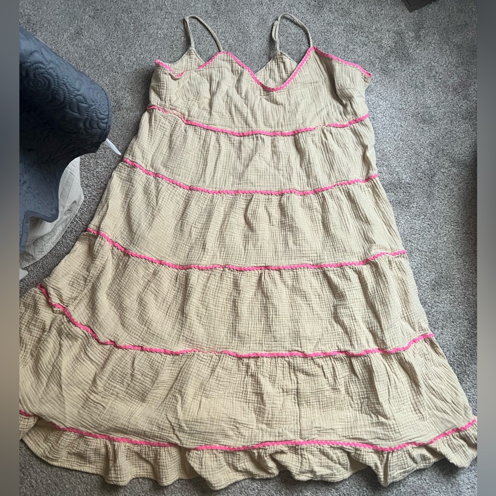 Charming Tan and Pink Dress